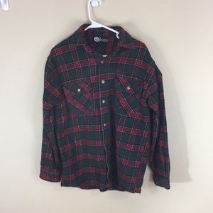 Polar King Heavy Flannel Snap Front Plaid  Shirt Shacket  Jacket Size Large